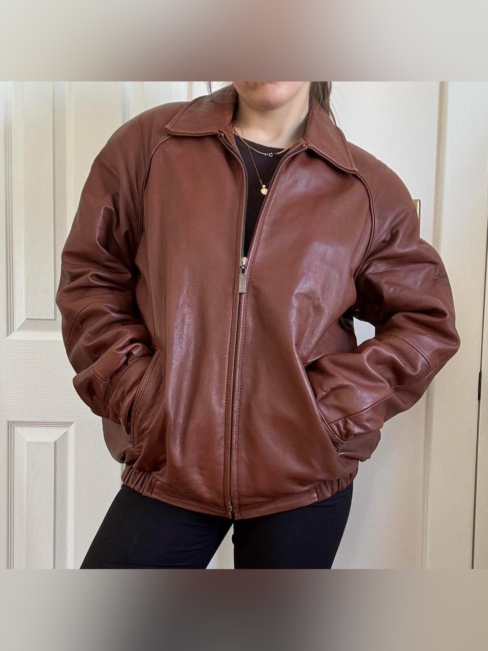 IZOD Leather Bomber Jacket